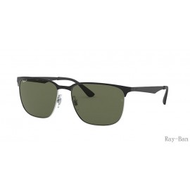 Ray Ban Black On Silver And Green RB3569 Sunglasses